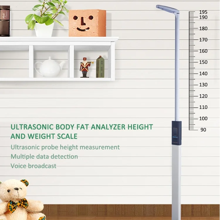 Ultrasonic Height and Weight Measuring Stand with Weighing Scale for Kids and Adult LCD Display Yipin or OEM DC 5V 500ma H09