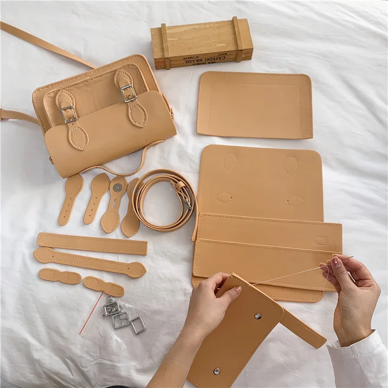 

DIY Handmade Bag Kits Hand Sewing Women Leather Shoulder Bags DIY Bag Accessories PU Leather Kids DIY Crafts Arts Kits Single KL