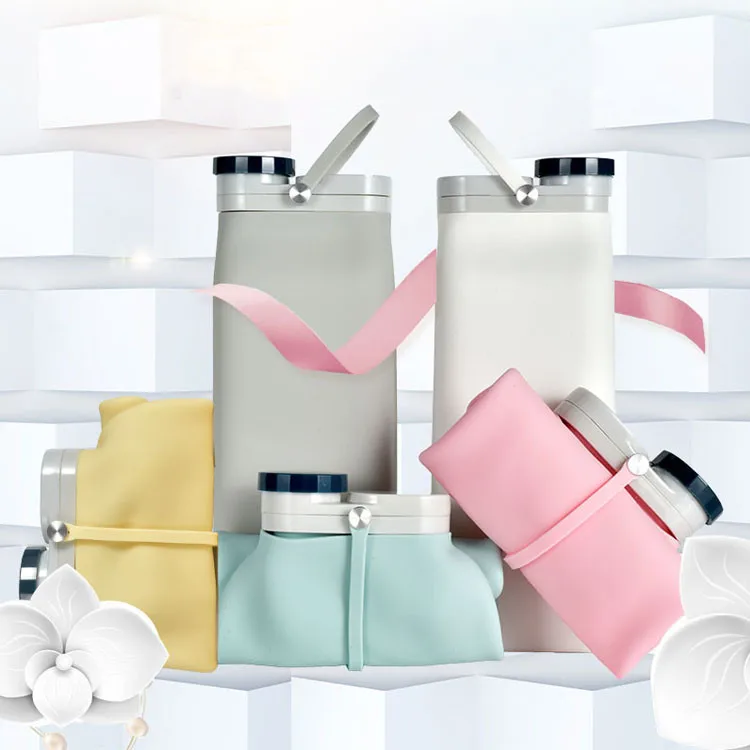 

Collapsible Silicone Water Cup Folding Expandable Cup Travel Water Mug With Lid For Travel Hiking Camping Foldable Water Bottle, White/pink/green/gray/yellow