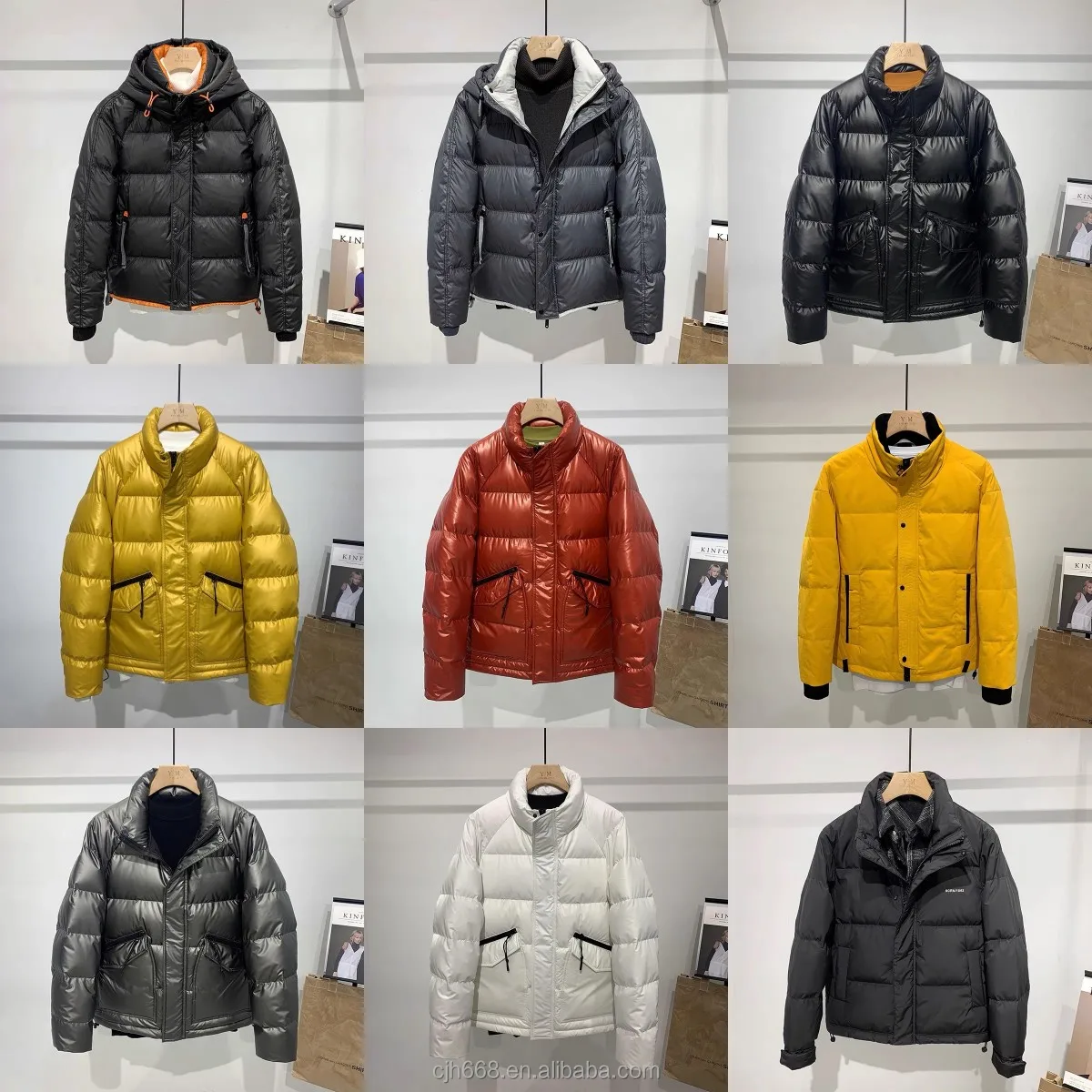 

Europe and America design high quality men's waterproof down jacket cut duck-down winter hooded jacket factory direct sales, Customized color