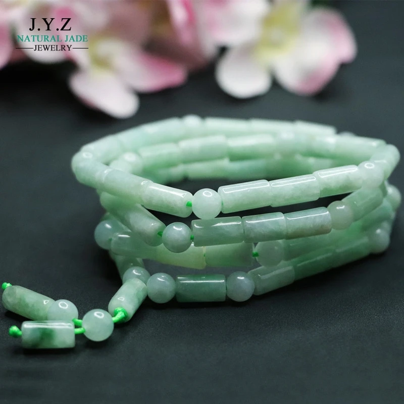 

New Natural Emerald Necklace Burma Jade A Goods Light Green Bamboo Joint Bead Necklace Bracelet Jade Jewelry Gift