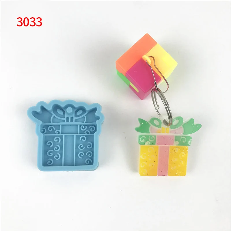 

3033 Gift box silicone keychain mold