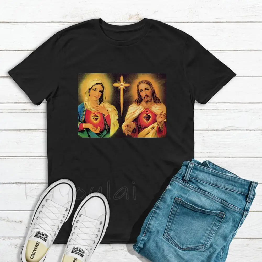 

Jesus and Mary Faith Christian God Jesus Faith Grace T-Shirt Women