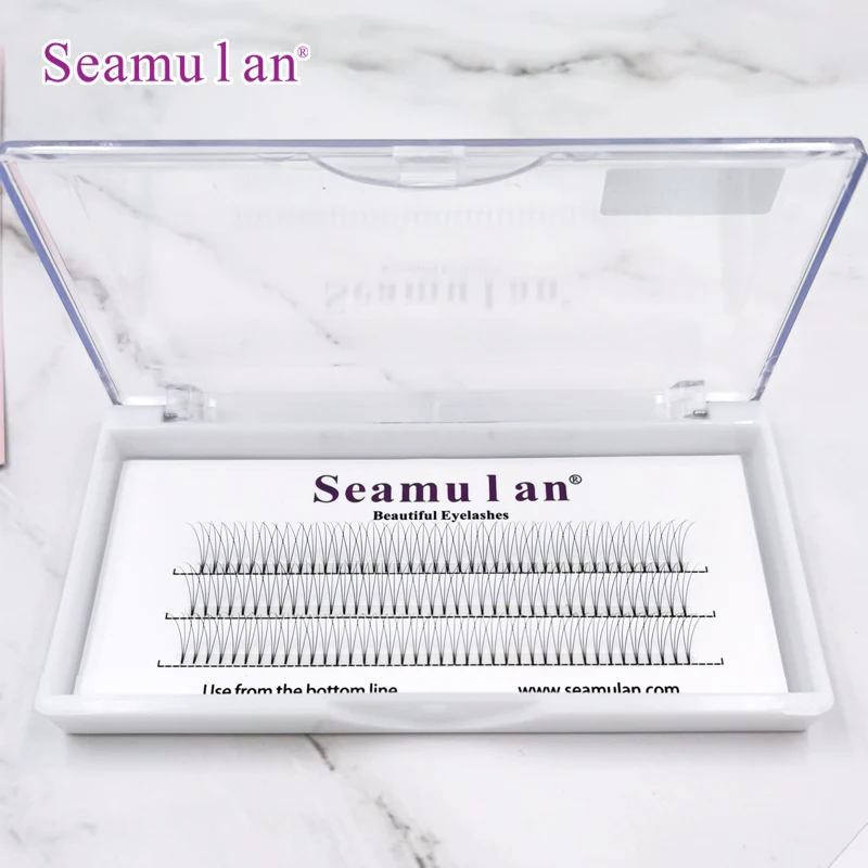 

0.07 C 3Lines 3D Handmade Premade Volume Fans Short Stem 8mm - 12mm Fan Eyelashes Korean Black White Box Package, Natural black