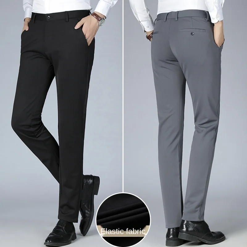 

new style men's crease - resistant and ironing - free stretch casual trousers straight trousers