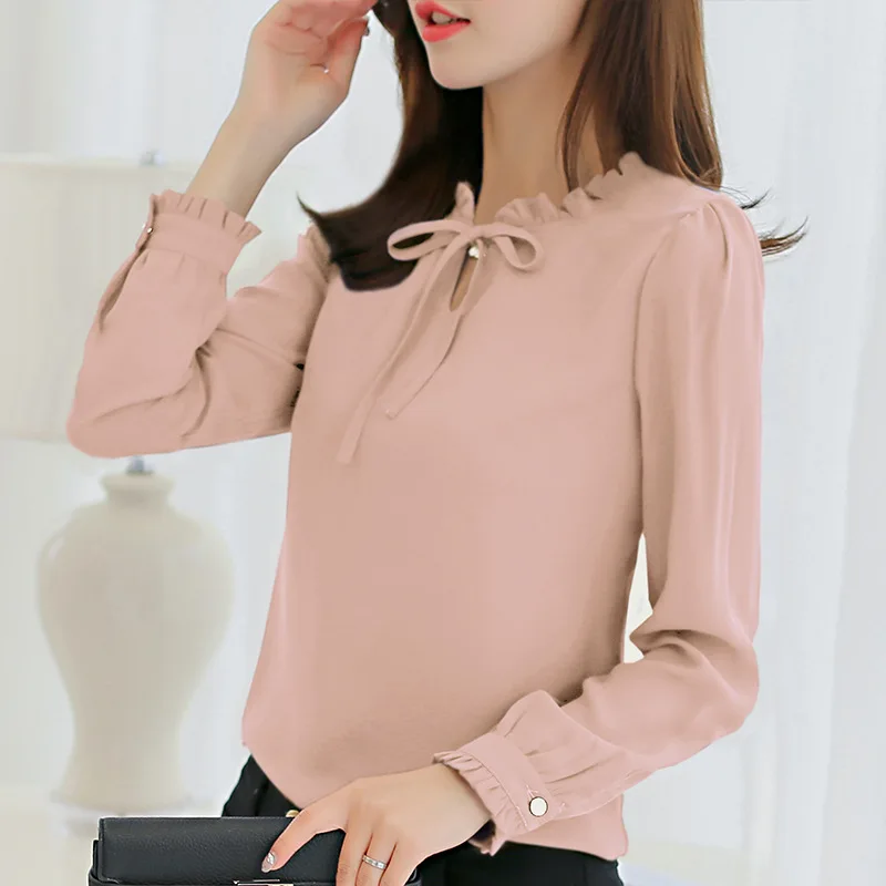 

2020 spring new Han Fan dress blouse female long-sleeved white fashion blouse lin loose women's chiffon blouse