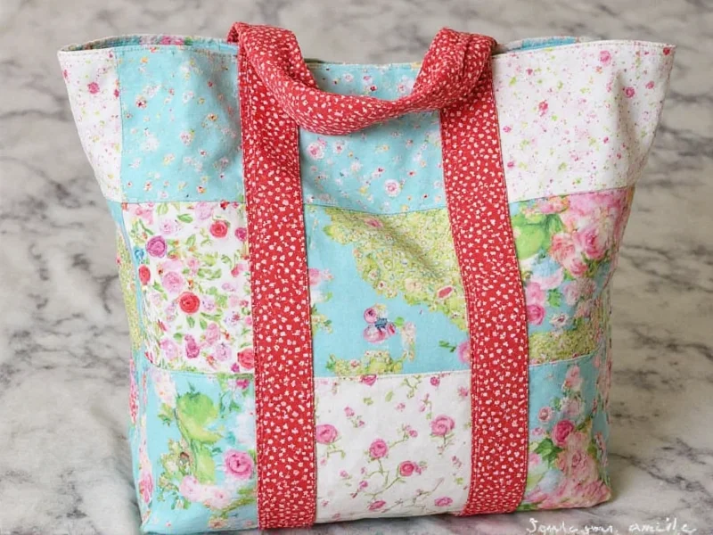 Upcycled tote bag made from Jo-Ann fabric scraps