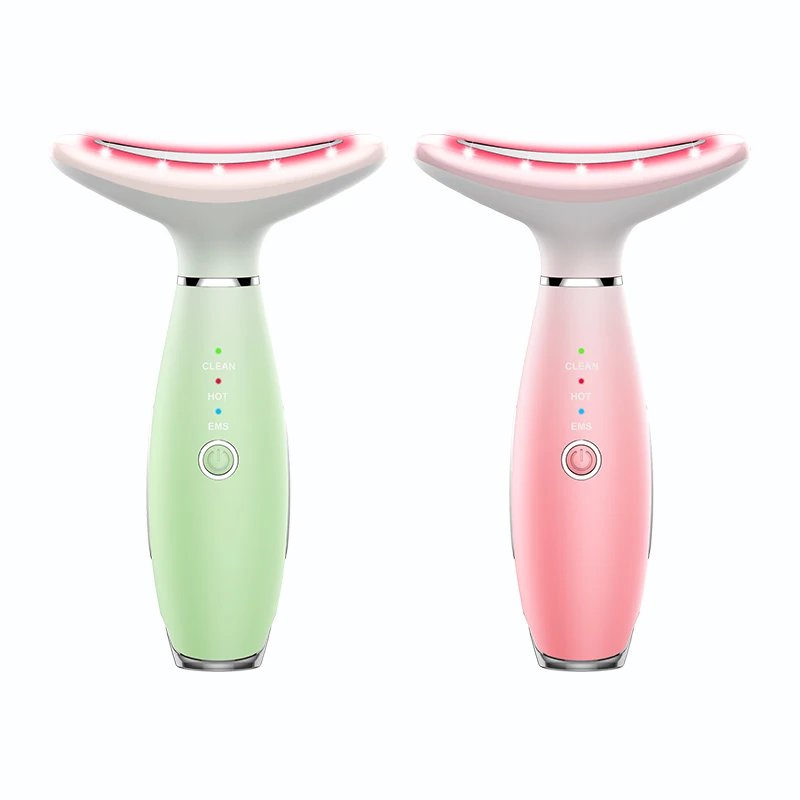 

IFINE Beauty Smart Electric New Neck Massager Vibrations With 3 Color Skin Lifting LED Photon Neck Shoulder Massage Machine, Pink/green/white/black/red
