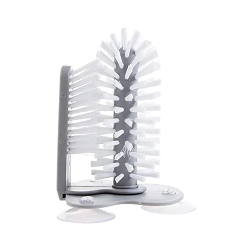

Grey Bottle Brush Cleaner Water Bottle Cleaning Brush Glass Cup Washer with Suction Base for Water Bottles Beer Cup Long Leg Cup