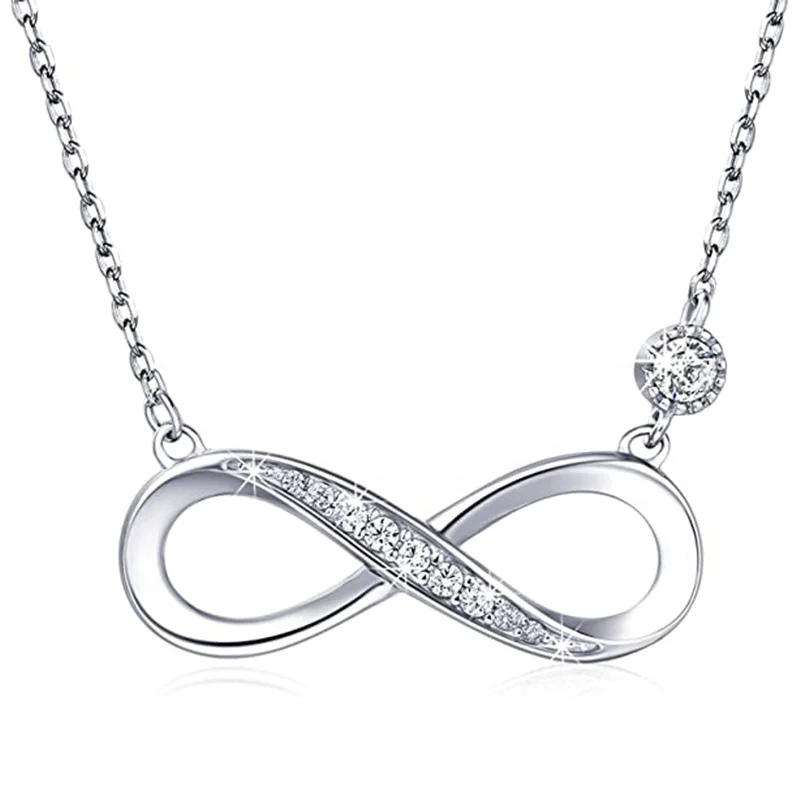 

Forever Love Infinity Heart Love Pendant White Gold Plated Diamond Women Necklace Gift for for Women Girls Valentine's Day