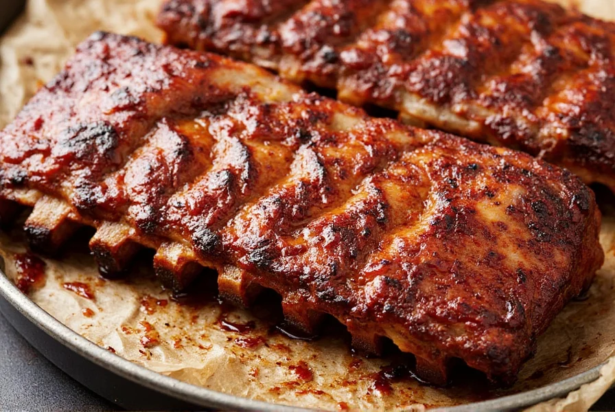 Pork ribs bone in seasoned with a colorful dry rub