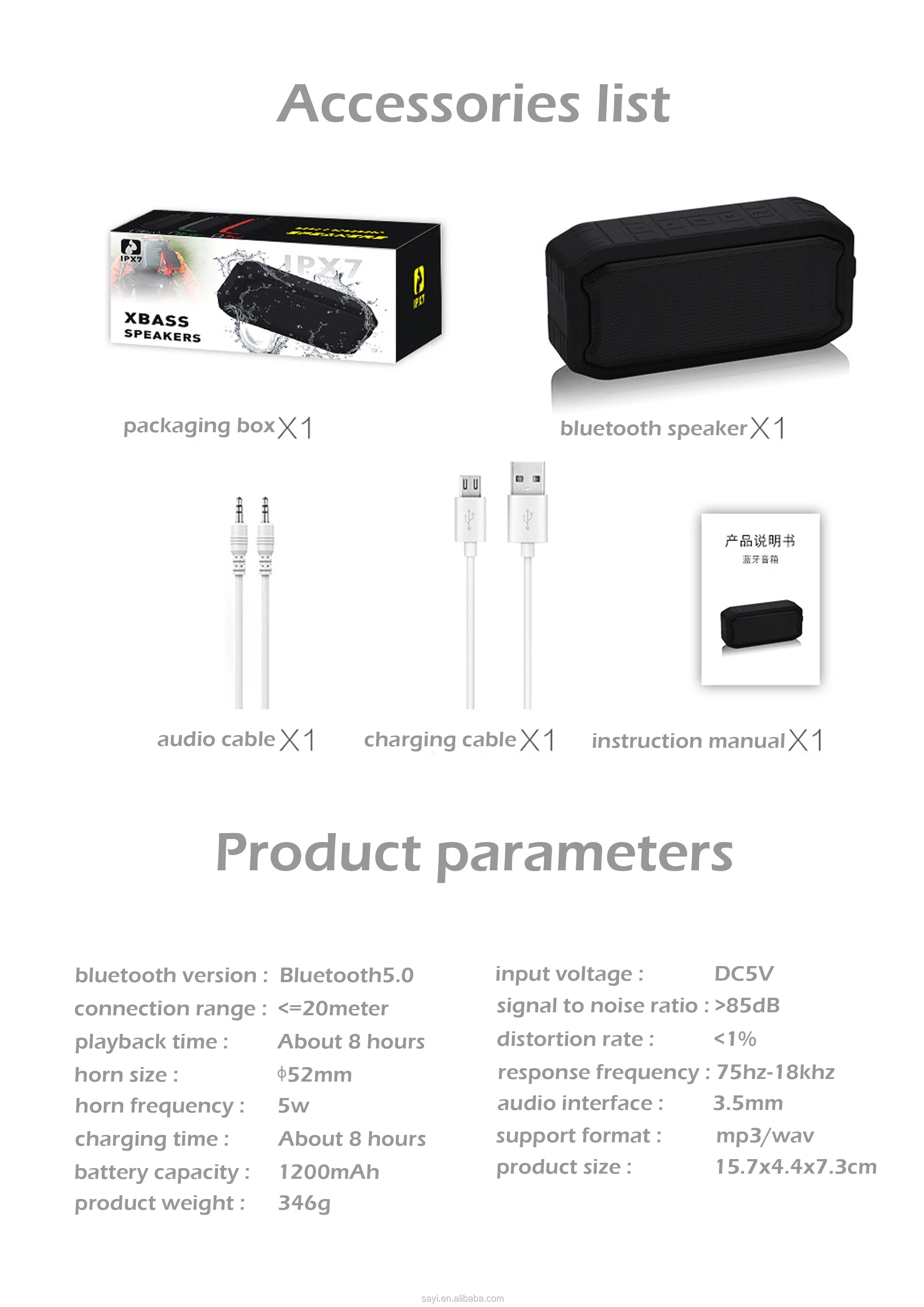 2019 IPX7 waterproof outdoor wireless speaker for music player - ANKUX.COM