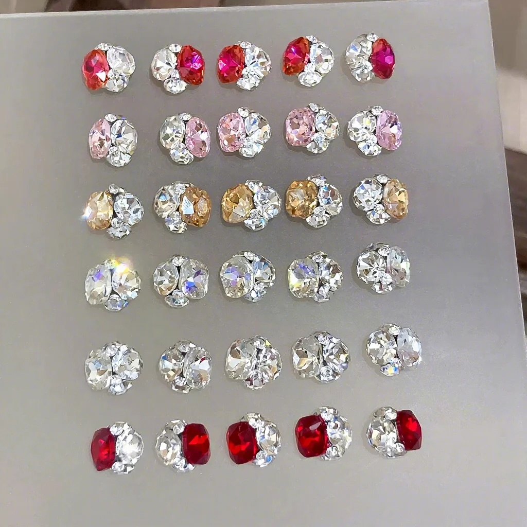 2025 3D Metal Pearl Heart Nail Accessories