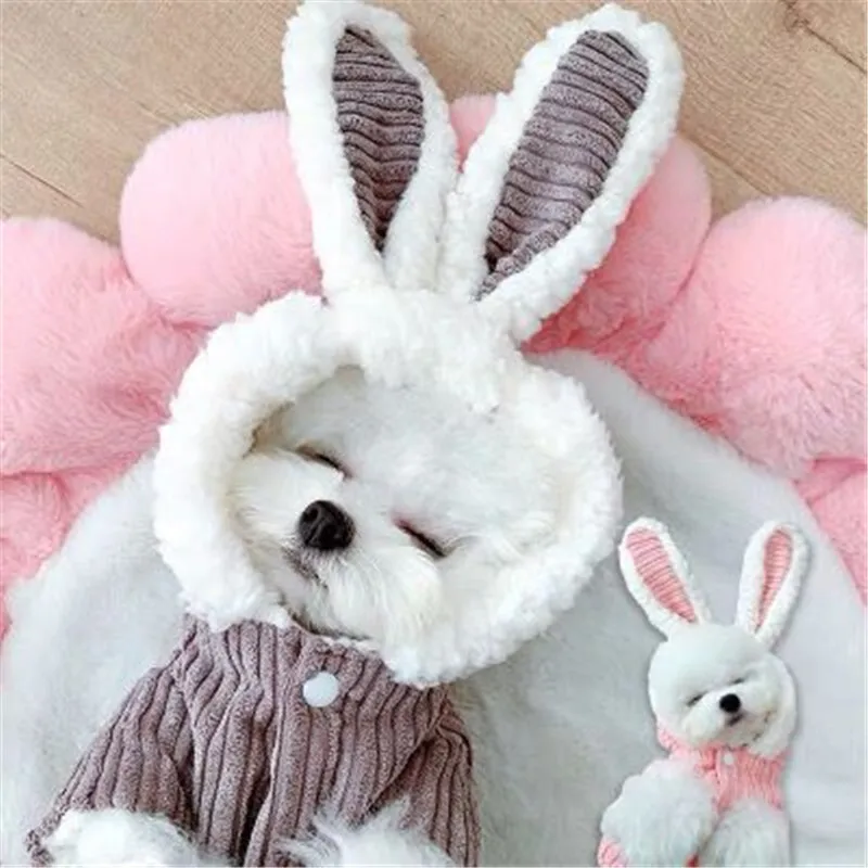 

Dog pet Lamb wool coat cotton coat big rabbit ears autumn and winter plus velvet thickening