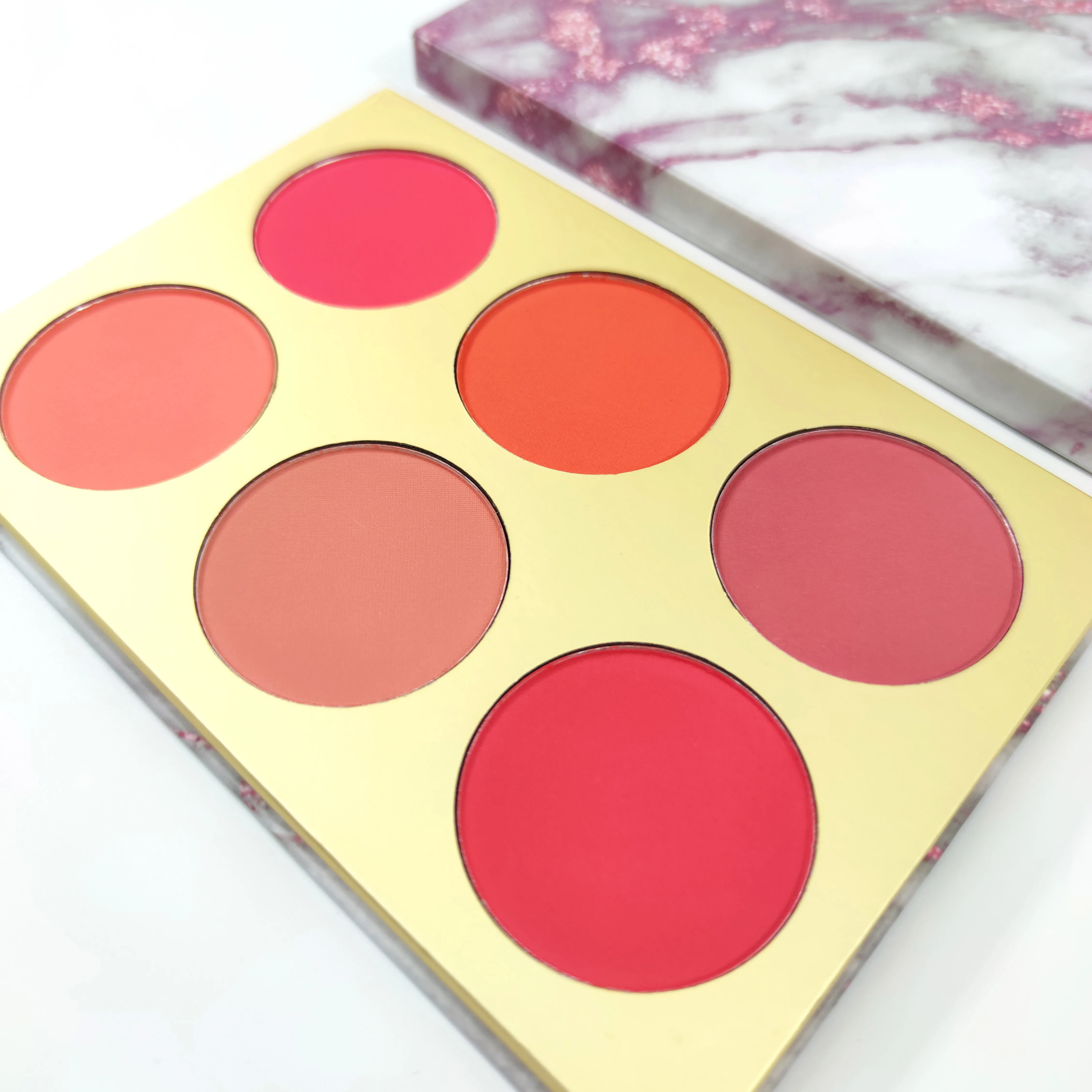 

Customize 6 Colors Blush Palette with Marble Cardboard Packaging