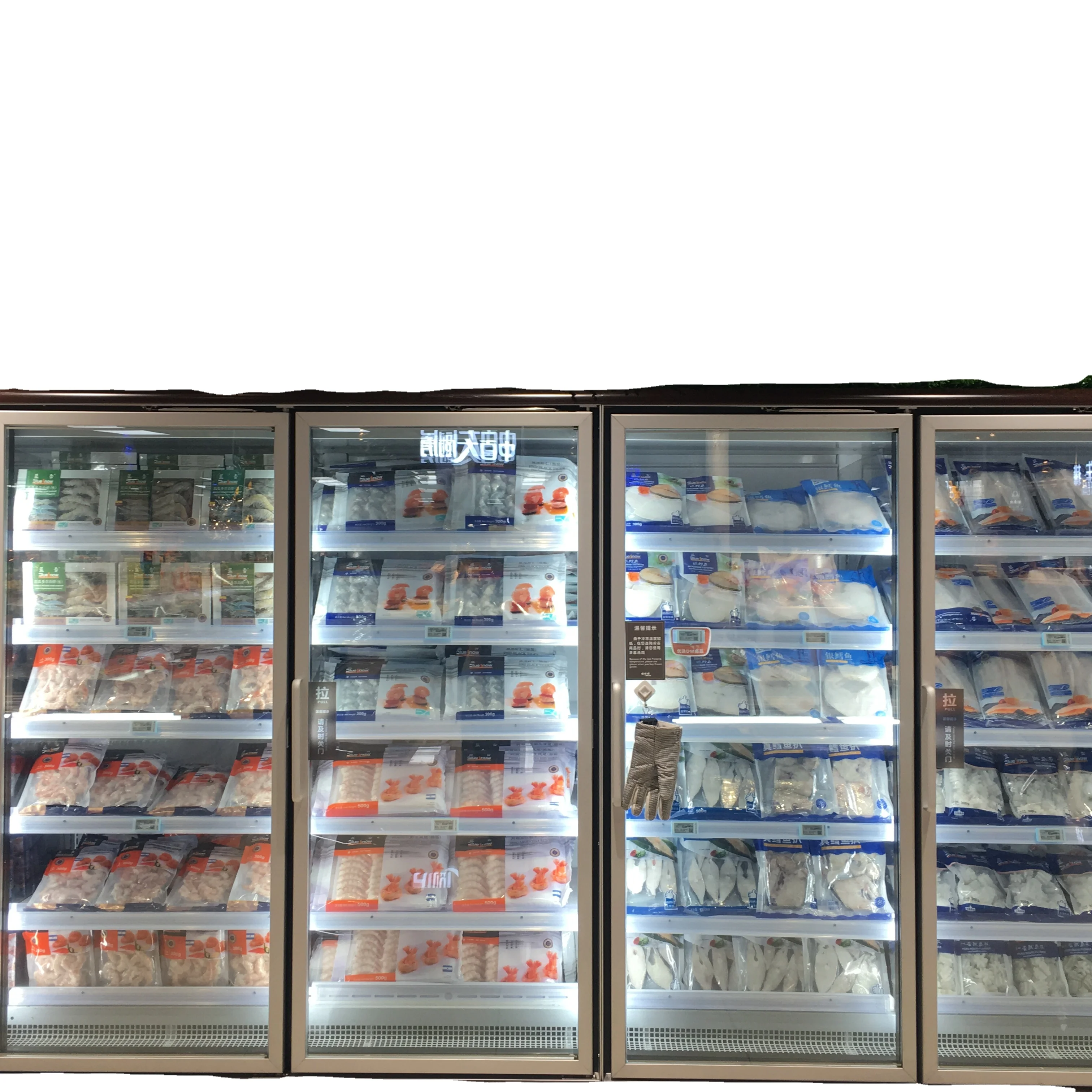 

Commercial walk in cooler with glass door and shelving large display area