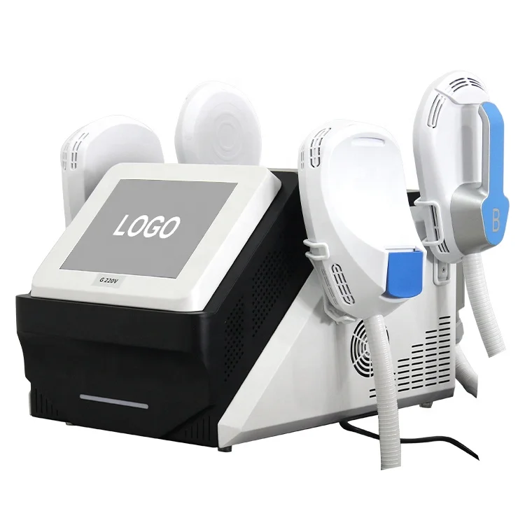 

New Arrival EMS Body Slim Beauty Muscle 4 Handles RF Non Invasive Fat Burning EMS Electric Muscle Stimulator, White+black