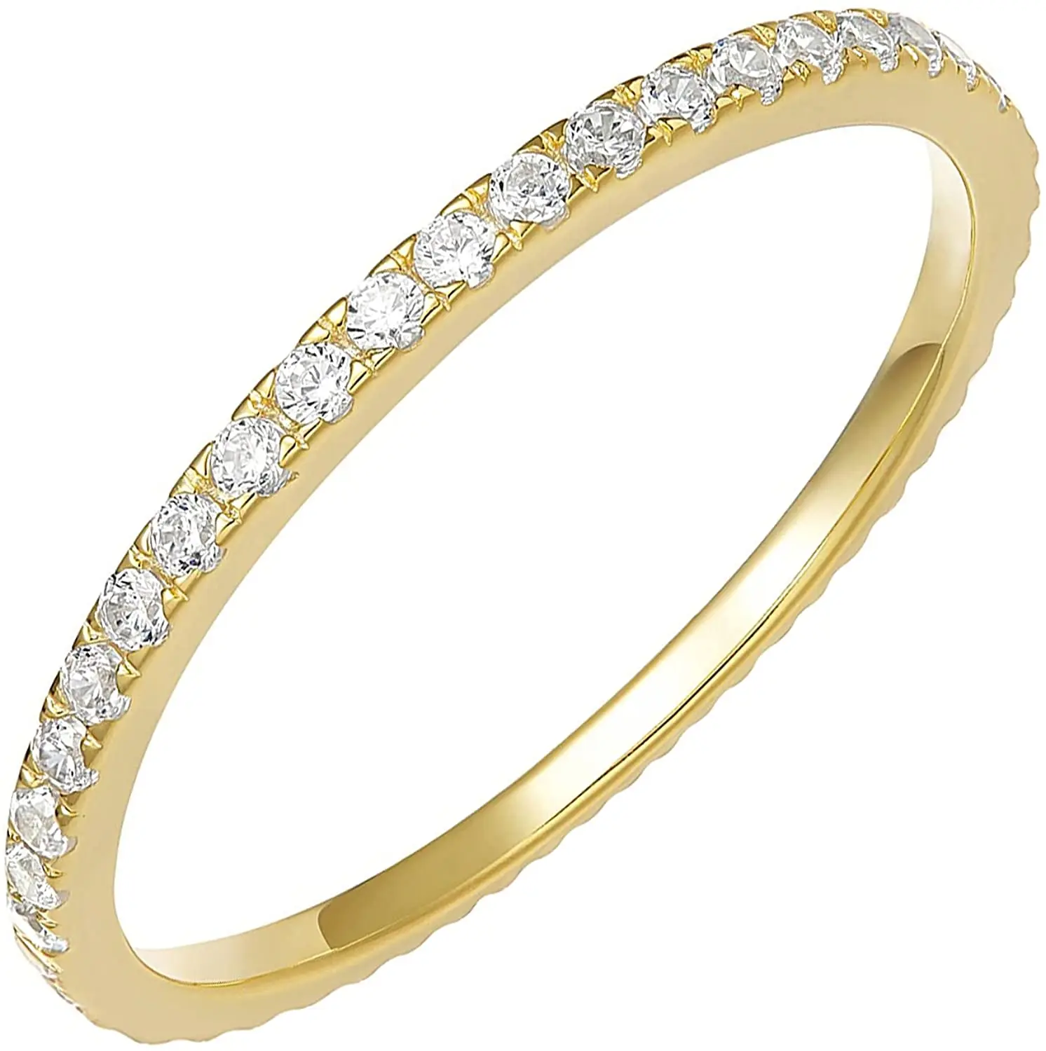 

Custom Jewelry Eternity Bands for Women CZ Simulated Diamond 18K Gold Plated Sterling Silver Ring