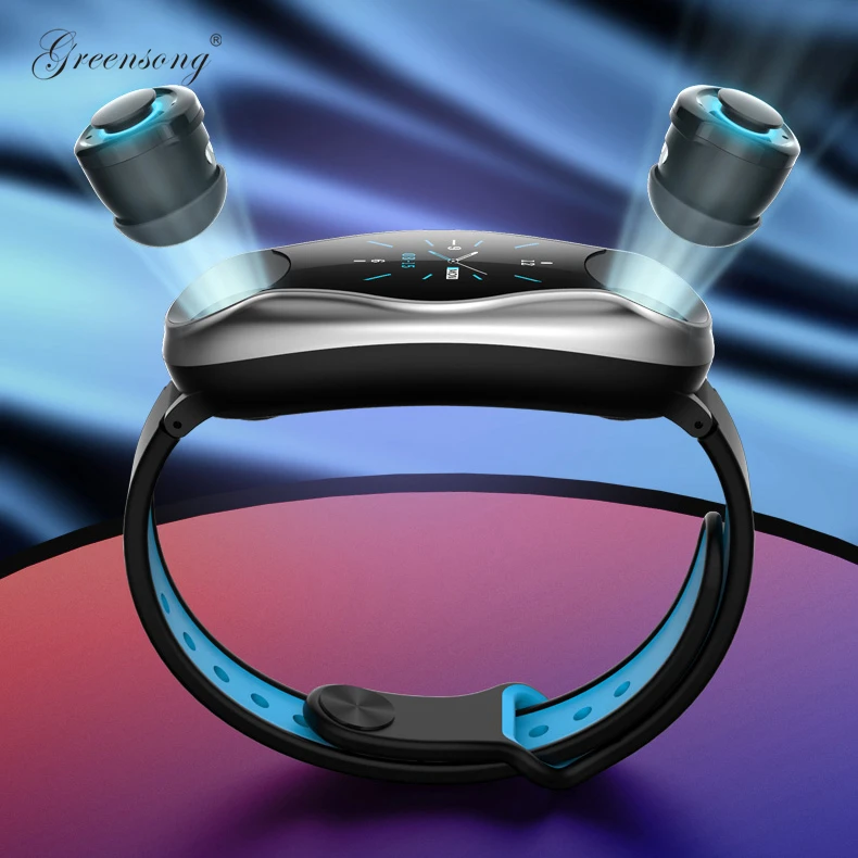 Smart Fashion Bracelet Wireless Dual Earphone 2 in 1 Blue tooth v5.0 Smartwatch Waterproof Sport Portable Smart Watch