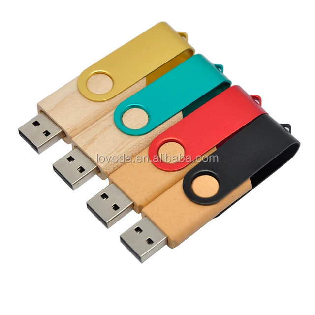 High quality eco usb 3.0 interface metal material swivel type one side customized logo printing 8GB wood usb flash key LFN-011 - ANKUX.COM