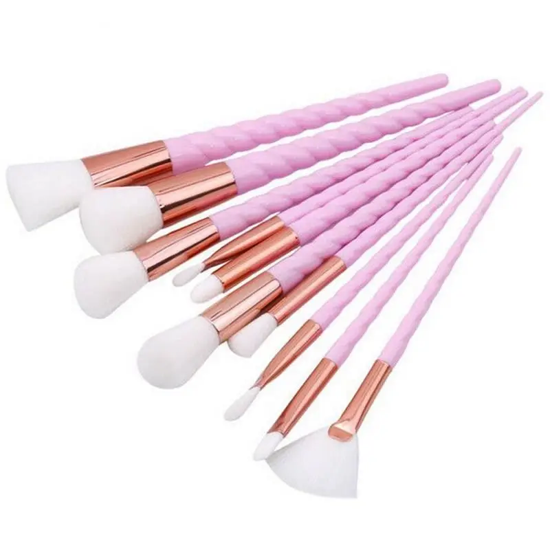 

10 makeup brush set super soft fiber makeup brush foundation pink blush eye shadow face shading makeup set tools, White,colorful,black,pink,blue