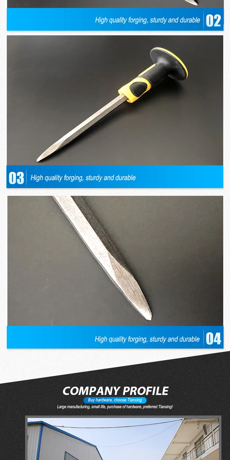 carbon steel material construction tools cold chisel with plastic handle factory direct