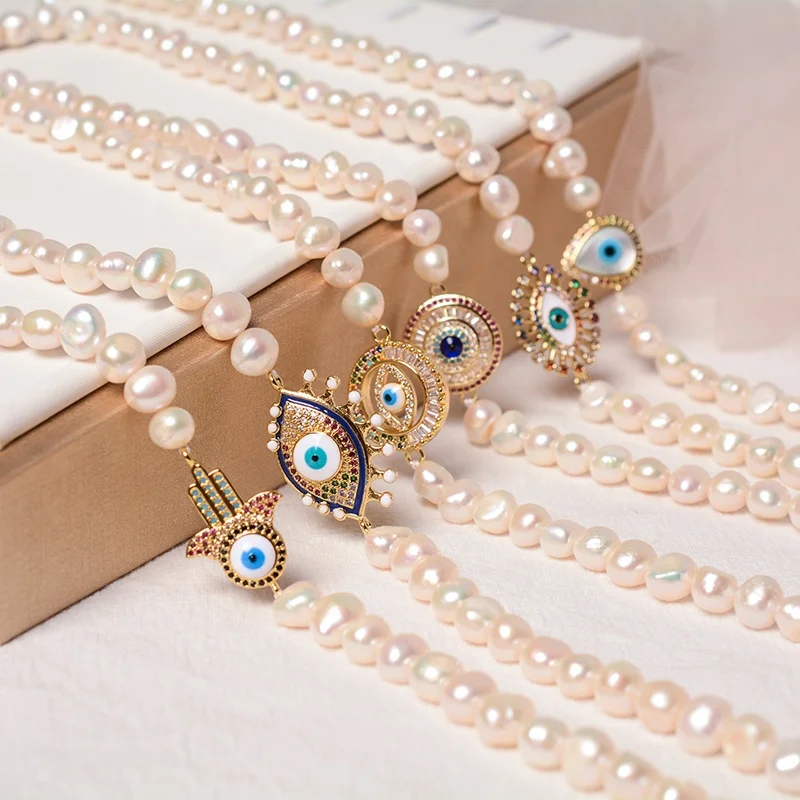Romantic Link Chain 14K Gold Plated Freshwater Baroque Pearl Necklace Waterproof White 1pcs