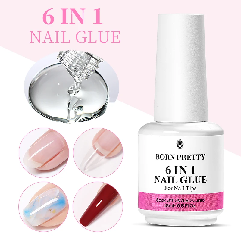 

BORN PRETTY 15ml Multifunction 6 IN 1 Nail Polish Glue Gel can be used as Base Top Coat Nail Extension Gel