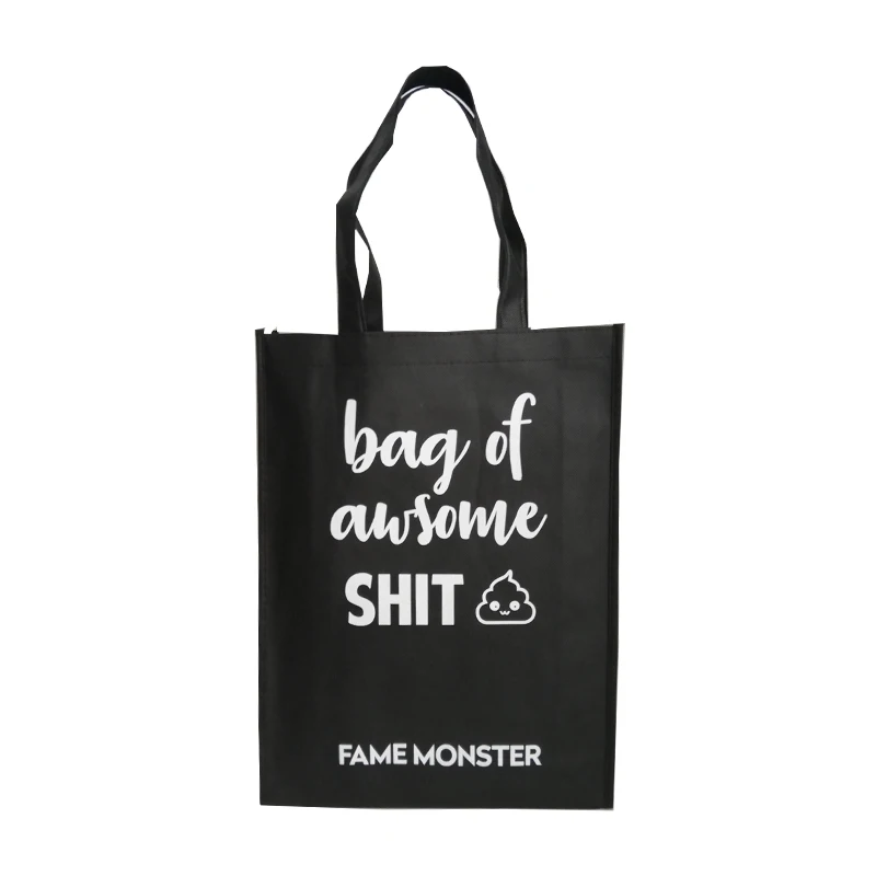 

Custom Reusable Black Non-wovem Shopping Bags Promotional Grocery Tote Bag