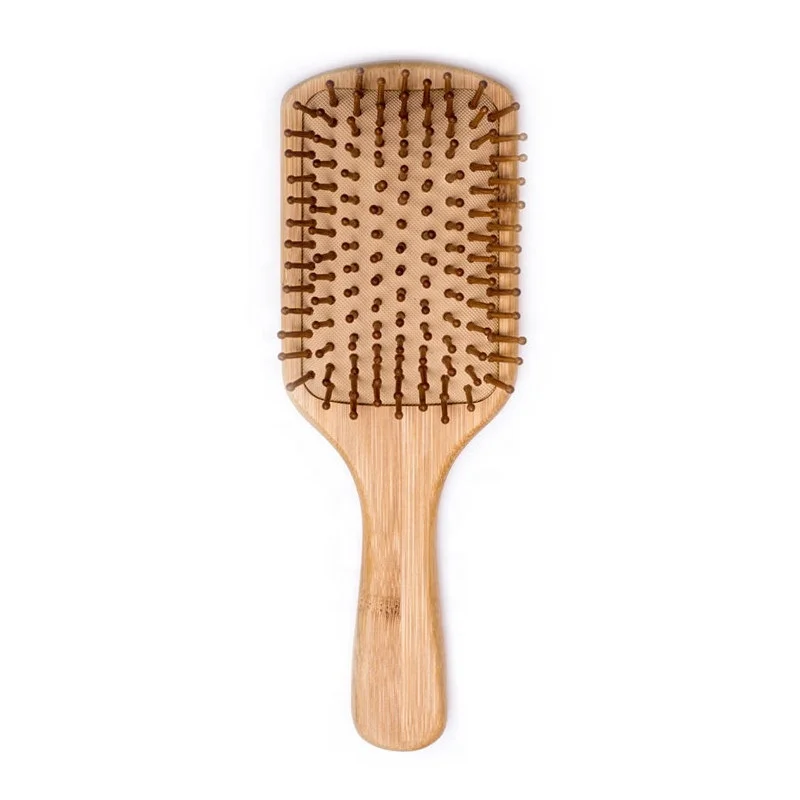 

Hot Selling Custom Logo Natural Babmoo Eco-friendly Hair Detangling Paddle Brush