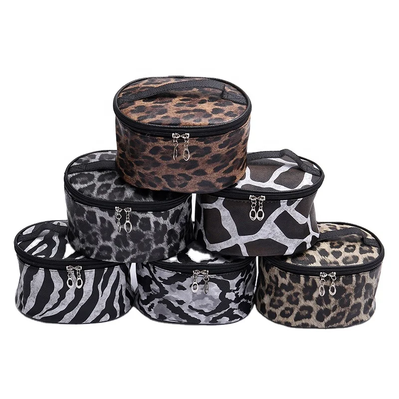 

Travel Makeup Bag Leopard Print PU Leather Cosmetic Bag dom1001265 Organizer for Women- Portable Toiletry Bags
