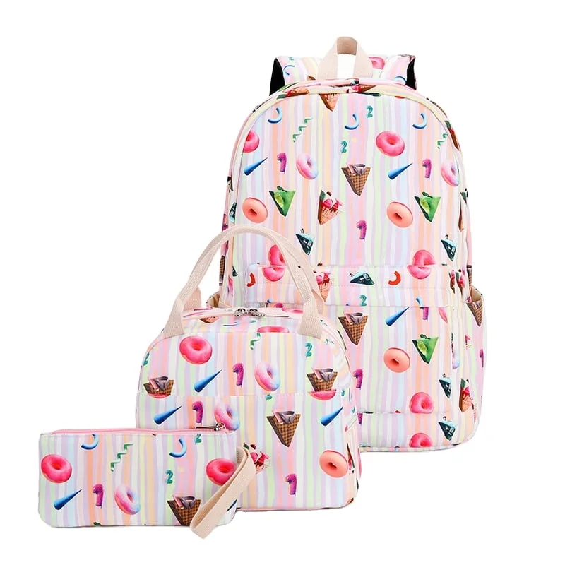 

3 in 1 shoulder bag girls school waterproof large capacity 2021 new backpack school students schoolbag, Gradient colours