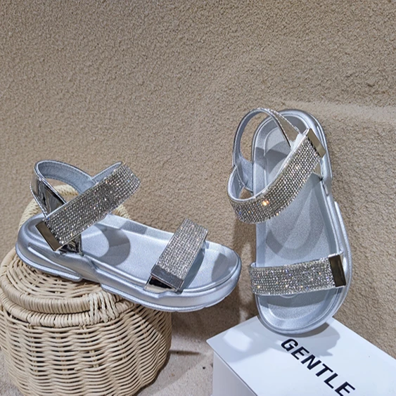 

Girl Sandal 2021 Summer New Chinese University Children's Fashion Shoes Non Slip Soft sole Baby Princess Shoes for Little Girl