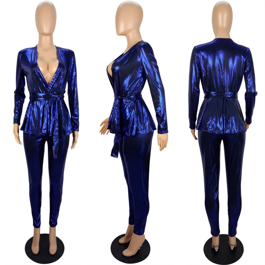 M6332 Newest Design Women Sequin Silver Golden Shiny Party Wear Suit ...