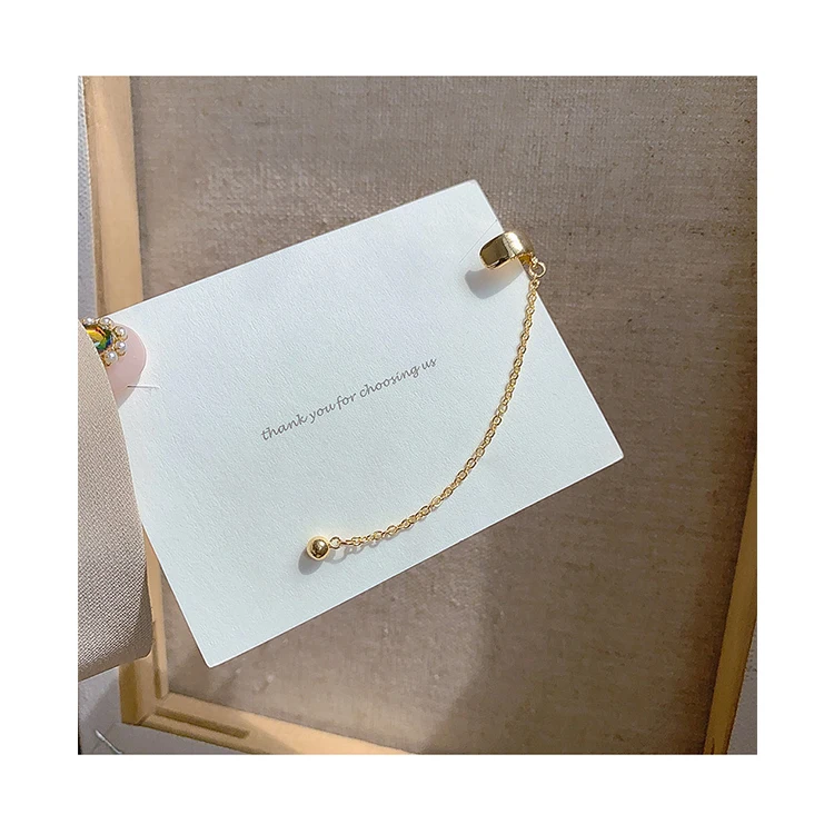 

ADELANTE Simple Personality Design Chain Tassel Gold Brass Ear Bone Clip Earrings