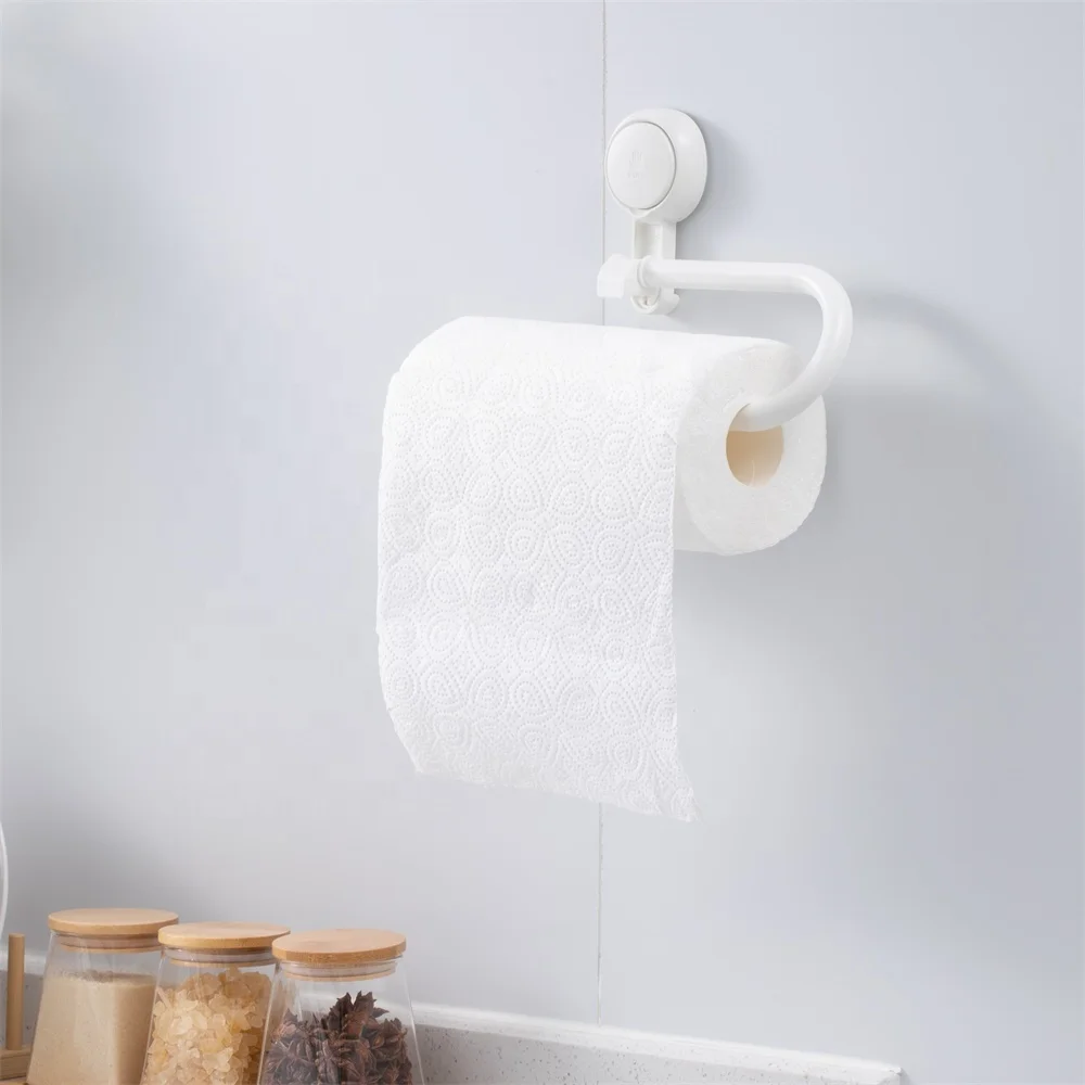 

Premium Tissue Rack Waterproof Caddy Rack Toilet Wall Mounted Organizer Bathroom Kitchen Vacuum Tissue Paper Holder, White