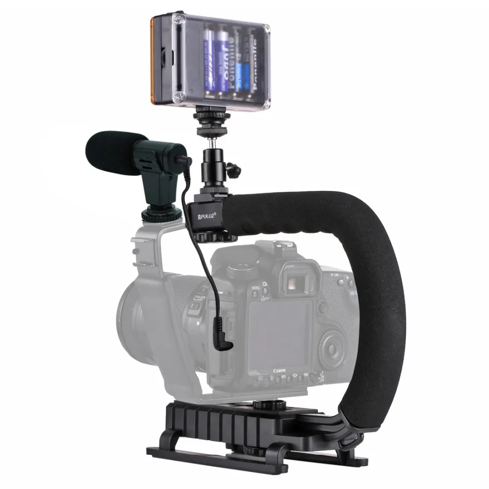 
3 kg Max Loading Capacity and ABS camera Stabilizer kit with led light microphone 