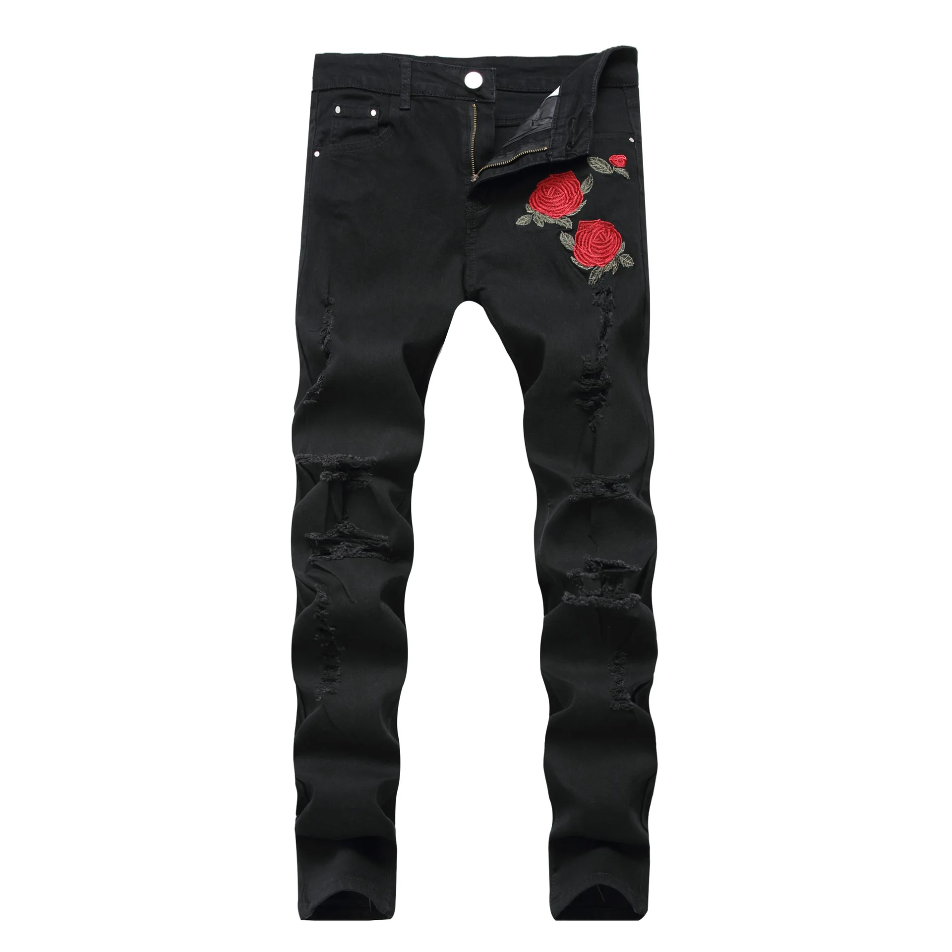 

Duliang most popular vibrant jeans vendors clothes men jeans rose embroidery