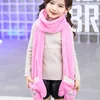 Autumn and winter kid rex rabbit hair cross scarf gloves integrated baby girls and boys thick warm versatile scarf
