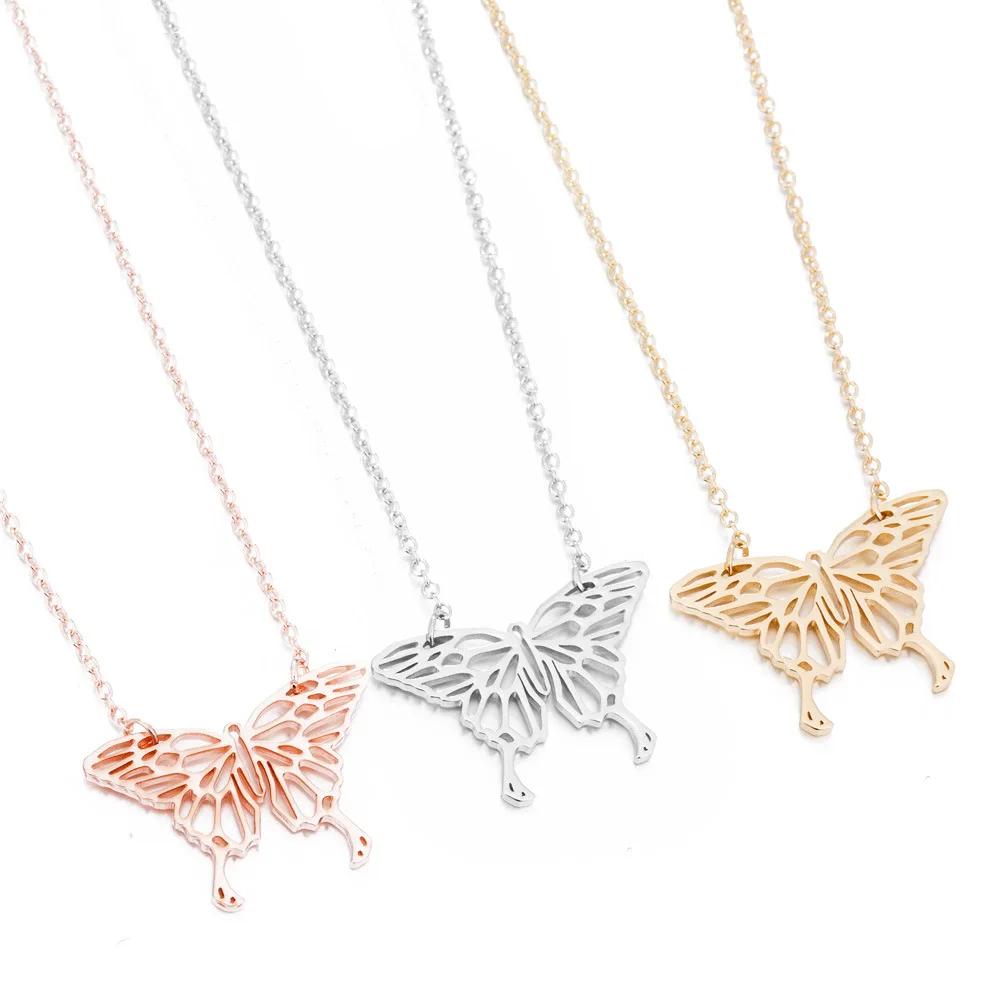 

Hot Sale Butterfly Alloy Necklace Ladies Butterfly Wings All-match Pendant Necklace, Picture