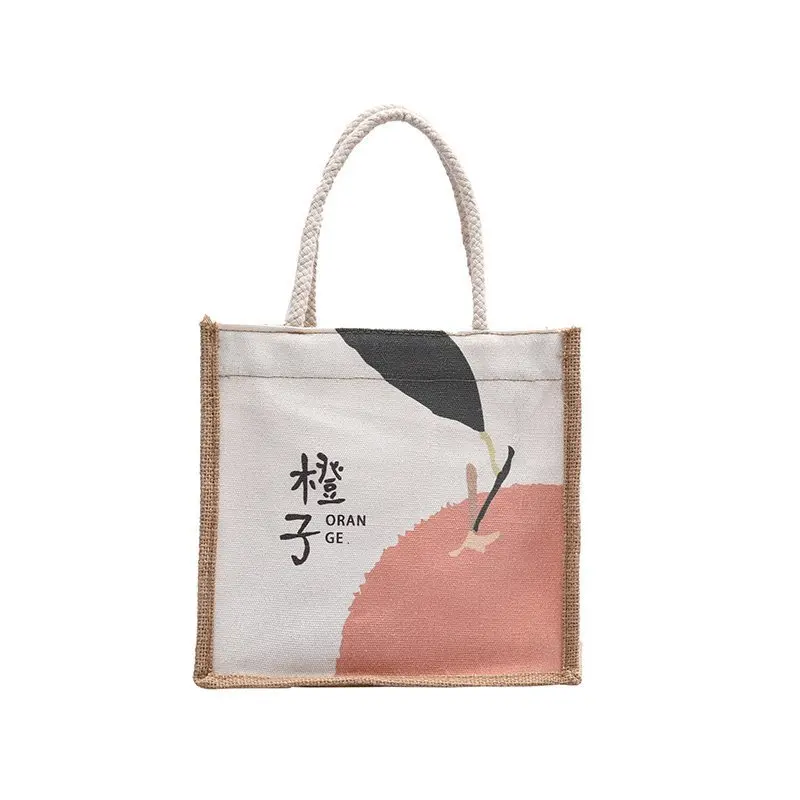 

Recycled Strong Durable Multifunction Folding Grocery Handbag Cotton Linen Canvas Shopping Tote Bag