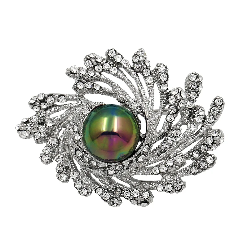 
Latest Fashion Flower Lapel Pin Magnetic Rhinestone Pearl Brooch Crystal Broches Custom Brooches Women Girl 