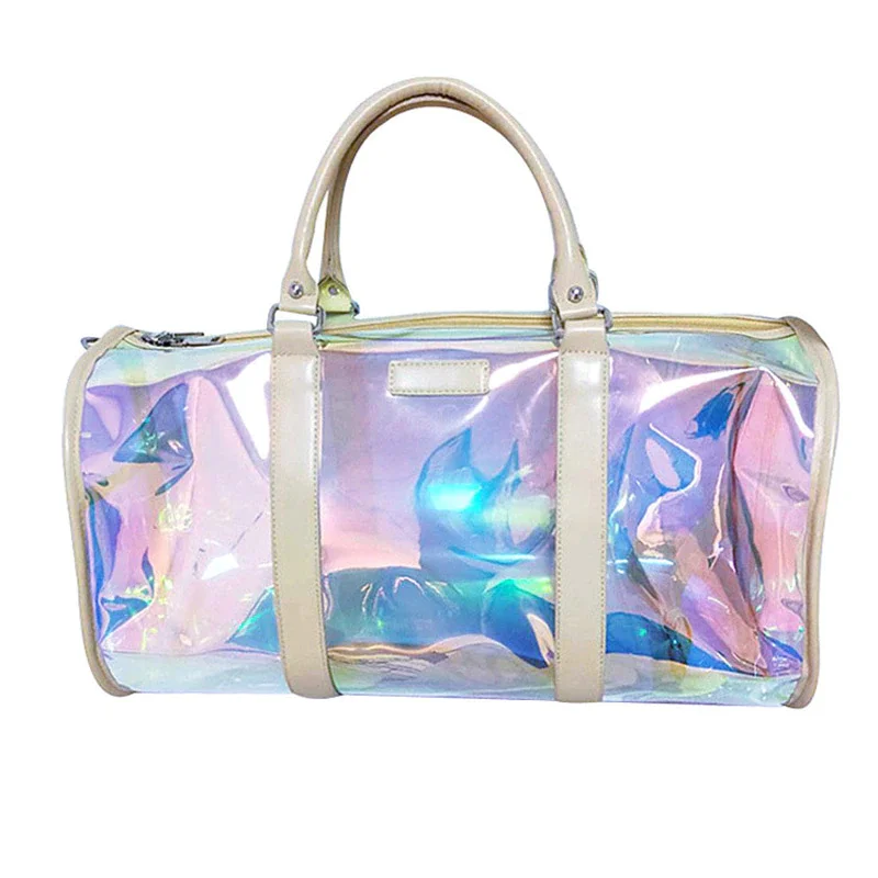 

2021 Clear PVC Transparent luxury Duffel Bag Large Capacity Sport Travel Beach Tote Bag Gym Weekender Bag spend the night