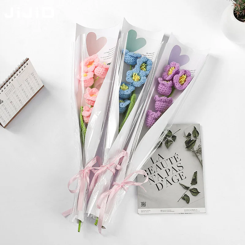 

JIJID Customized Logo Clear Christmas Gift Wrapping Bag Flower Bouquet Sleeves