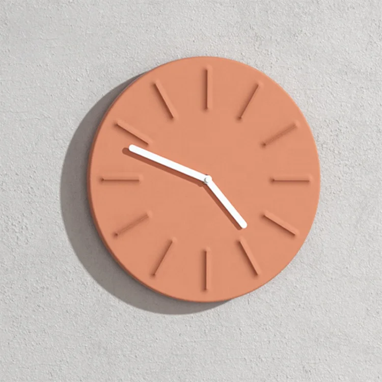 

Custom cement morden 3d luxury wall clock decor home decorative wall clocks, Mint green, orange powder,customized color