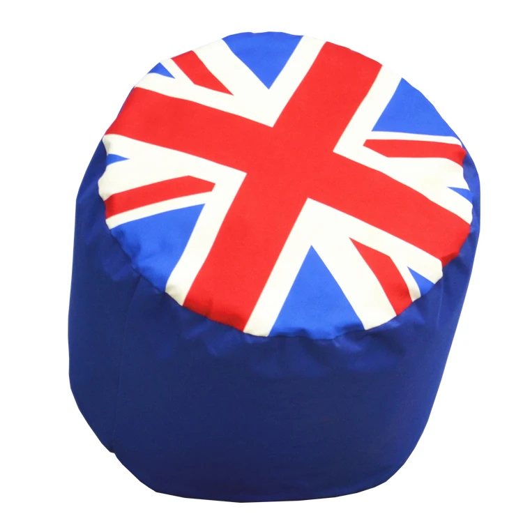 Wholesale Blue Color Union Jack Printing Home Round Pouf Ottoman Buy