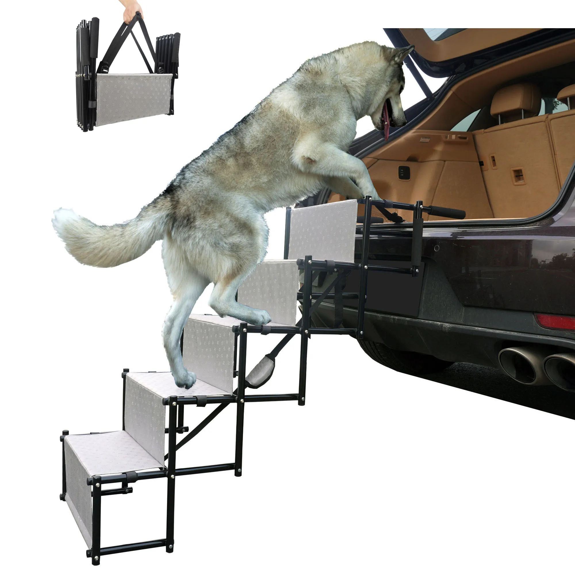 

CANBO manufacturers direct sales upgrades 5-steps foldable pet steps portable dog car steps dog Ladder for Cars, Trucks and SUVs, 3 colors