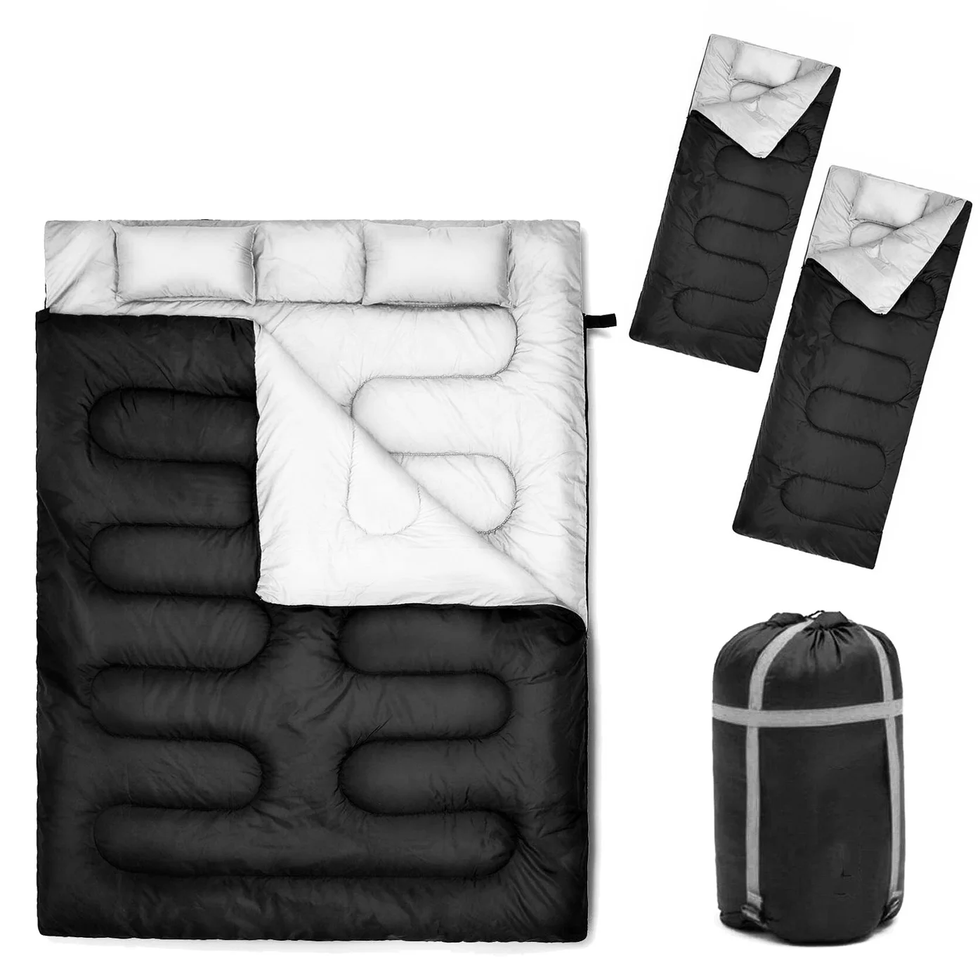 

Travel 190T waterproof fabric warmful adult ultralight winter outdoor camping gear spinning double person splicing sleeping bag, Customized color