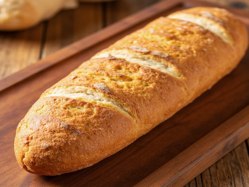 Golden homemade baguette with crackling crust