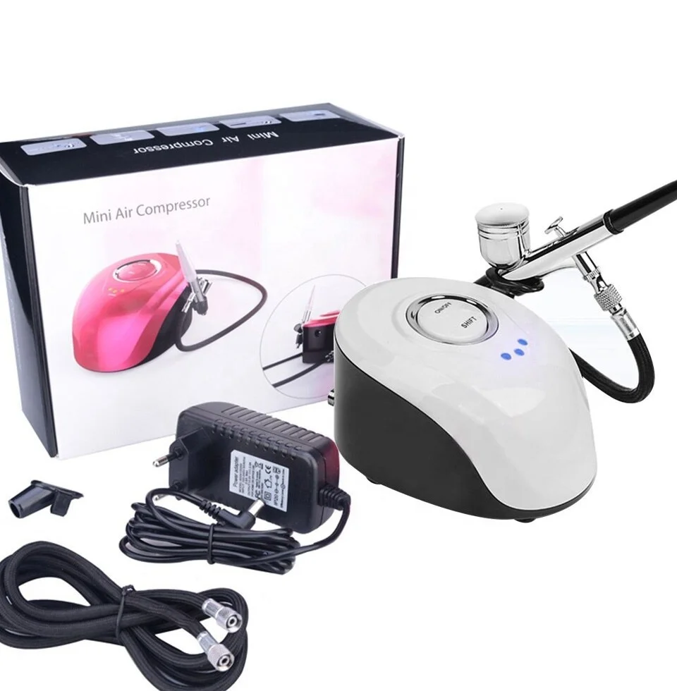 

Nail Airbrush Kit Compressor Makeup Air Brush Machine for Body Painting Tattoo Tan Cake Decoration Tools, Pink/white(customized)